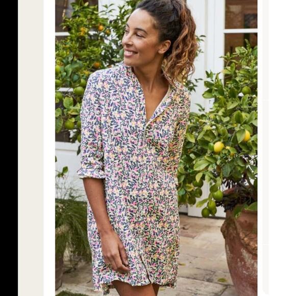 Frank & Eileen Hunter Linen Button Front Shirtdress Neon Floral Size Small - Picture 3 of 16